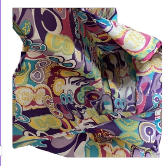 Like new! RARE! Coach Poppy Glam Sis Signature Packable Nylon Tote Bag 62112 - Picture 4 of 10